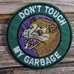 Opossum Don't Touch My Garbage Cranky Marsupial Funny Iron on Patch